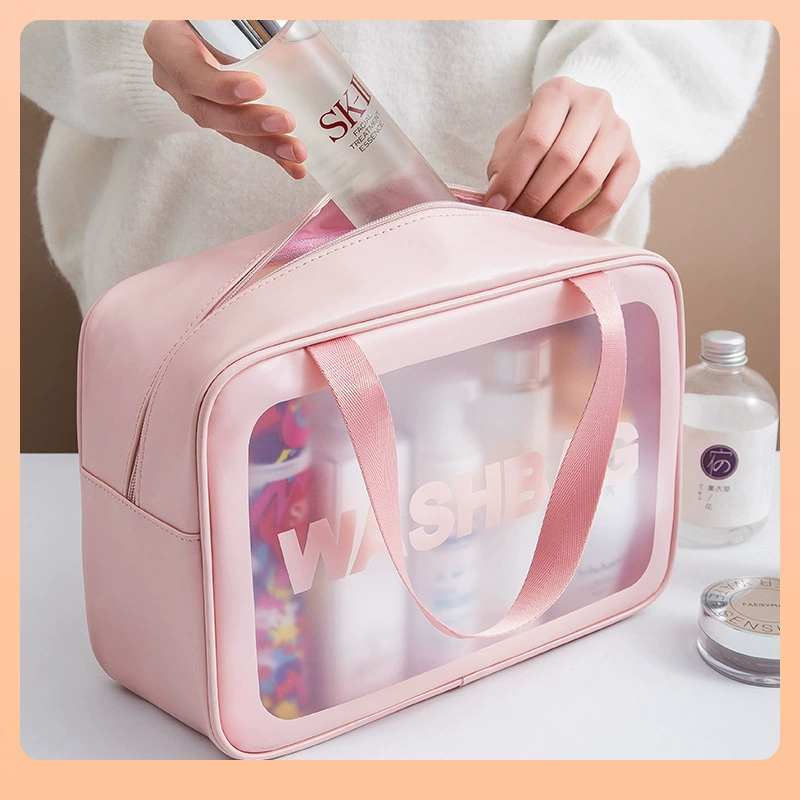 ✅ПВХ прозрачная косметическая сумка простой сумка для ванны большой емкости PU водонепроницаемый портативный мешок для мытья