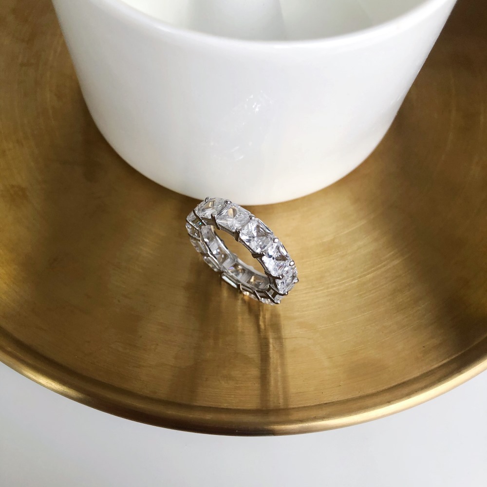 Fashion Geometric Sterling Silver Inlay Zircon Rings 1 Piece