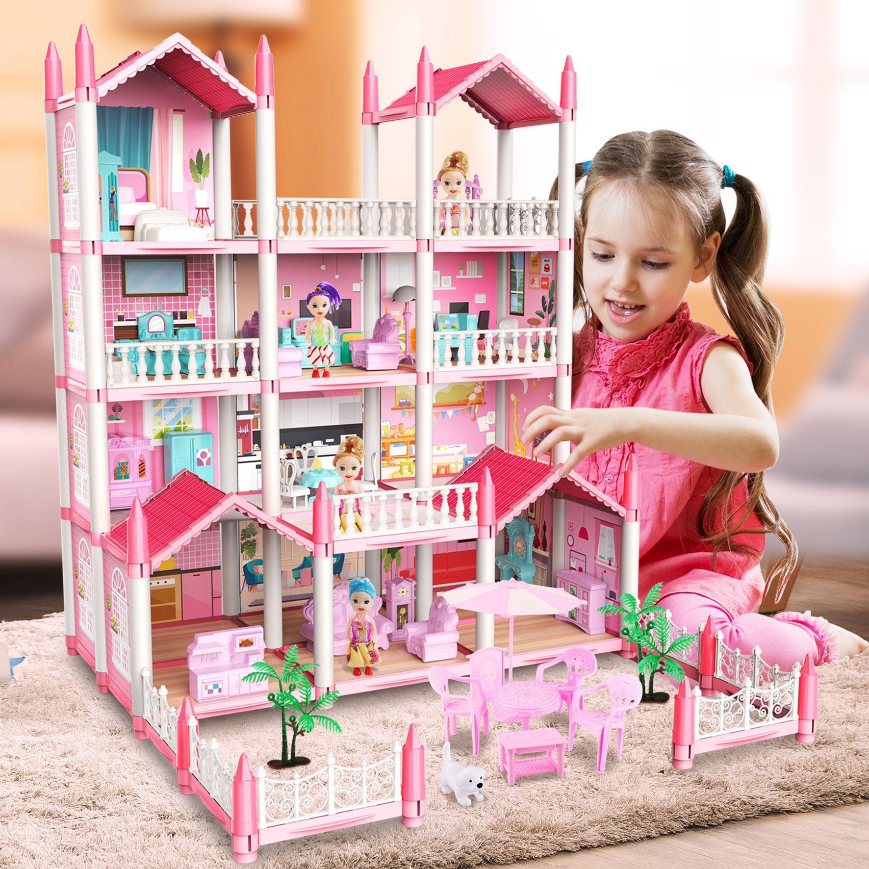 儿童过家家拼装娃娃屋DIY别墅套装公主城堡仿真房子女孩玩具礼物