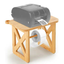 跨境竹制热敏纸打印机支架桌面快递打印机收纳架实木双层置物架