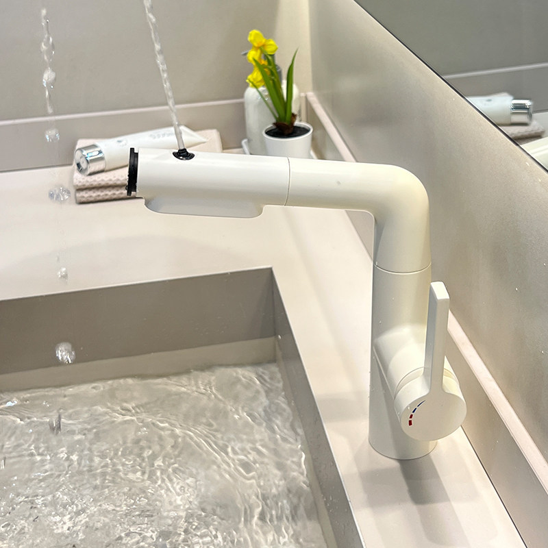 Gun Grey Basin Faucet Bathroom Basin Pink Upper Spray Pull-out Hand Washing Faucet Gargle Wash Glazing Artifact