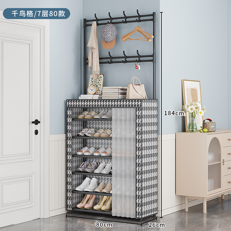 Zapatero a prueba de polvo, estante para zapatos y sombreros de piso para el hogar de varias capas, perchero en la puerta de la sala de estar, estante de almacenamiento de alquiler