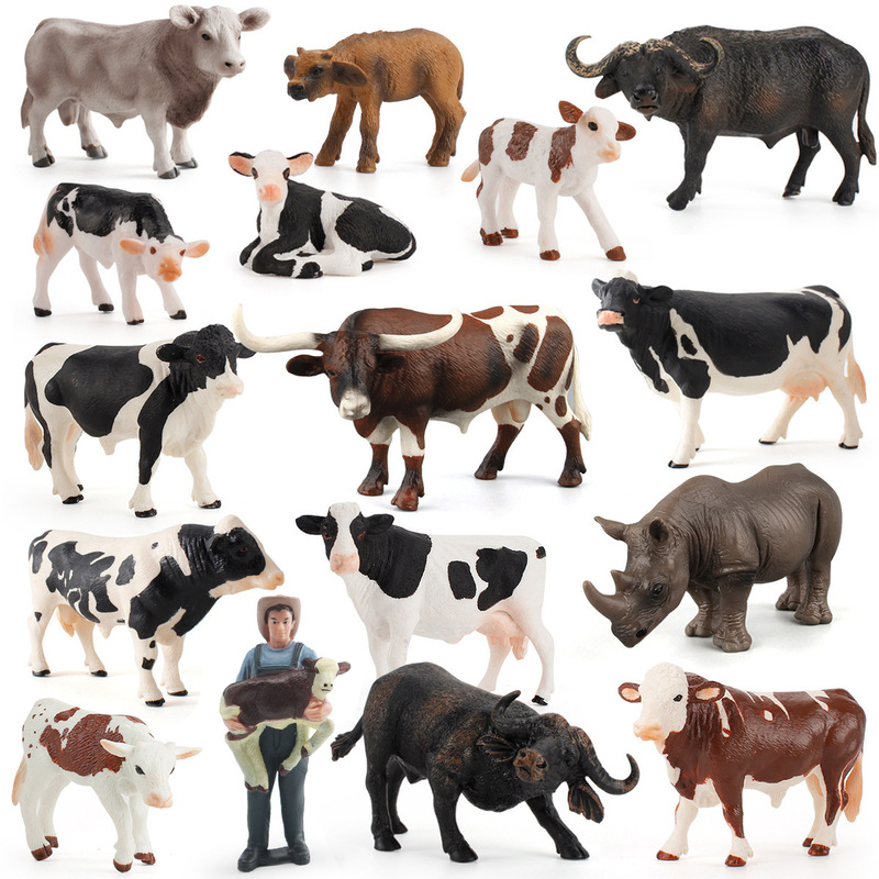 Simulated Cow Farm Ranch Poultry Animal Model Ornaments Buffalo Calf Kidsren's Early Education Model Toys Simulated Cow Farm Ranch Poultry Animal Model Ornaments Buffalo Calf Kidsren's Early Education Model Toys