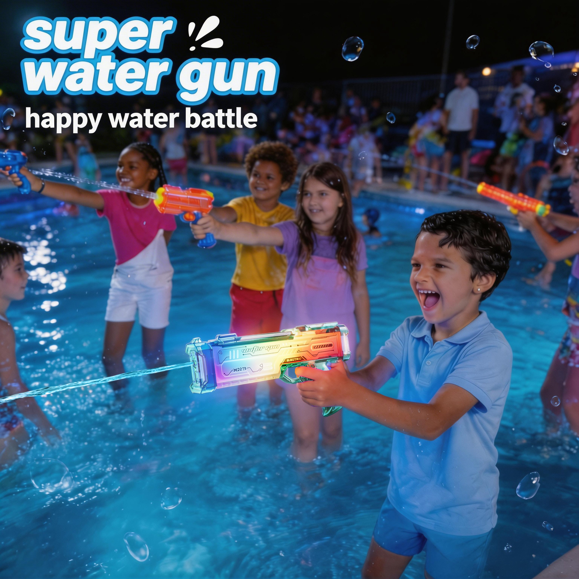 Nuevo estilo de moda para jugar con pistolas de agua eléctricas de color fantasía de luces frescas y coloridas, pistolas de agua dinámicas de luz creativas para niños