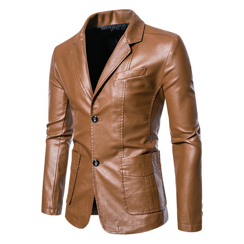 AliExpress nueva ropa de cuero de los hombres de la juventud pu ropa de cuero traje de cuello casual de negocios chaqueta de cuero de los hombres de primavera delgada venta al por mayor