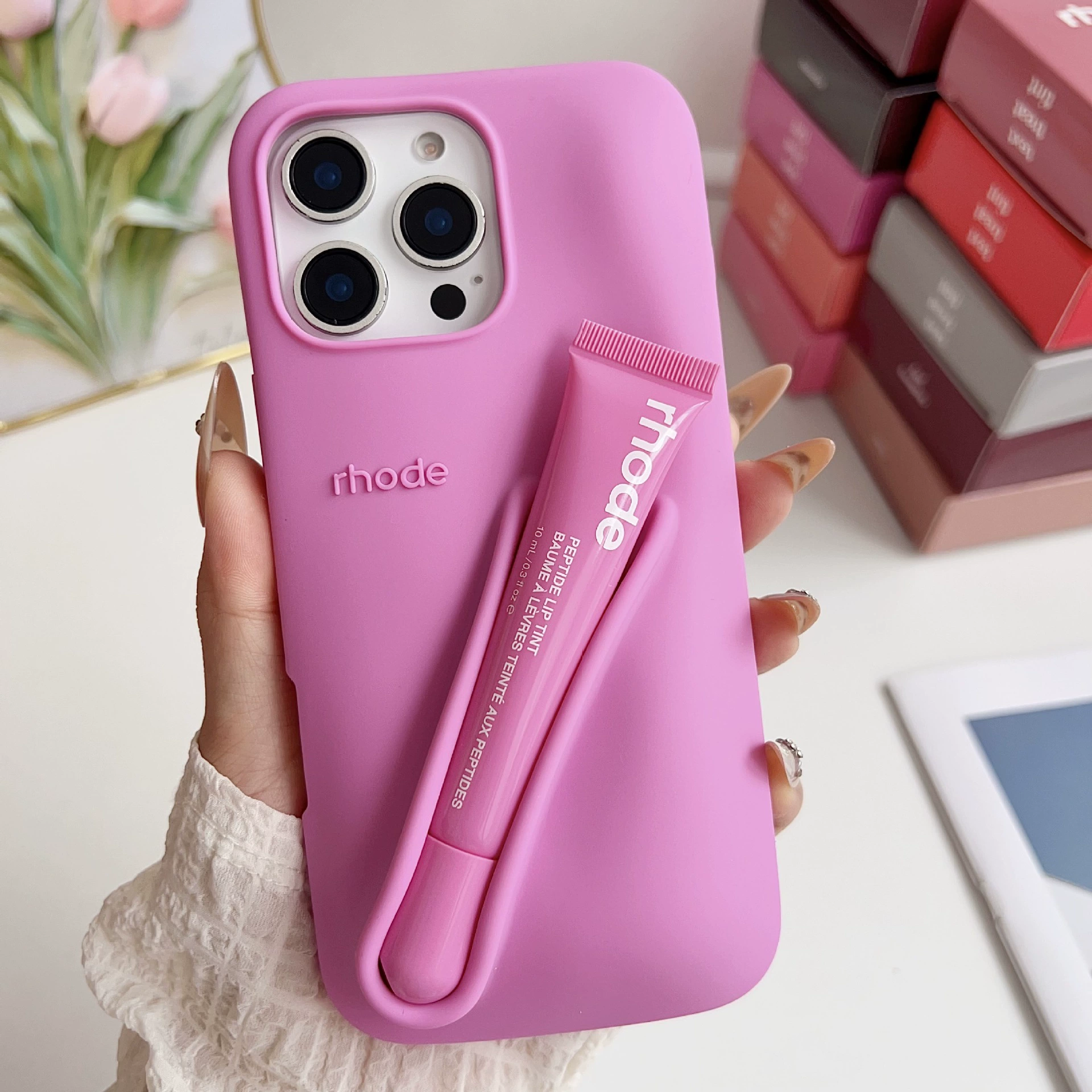 Чехол для телефона (Rhode) с Lip-Gloss силиконовый чехол, нескользящий, совместим с iPhone 11–17/Plus/Pro/Max
