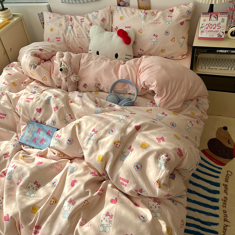 Cama de cuatro piezas de madres y bebés de clase A sábanas de algodón cubierta cama de dormitorio de estudiantes de tres piezas de cama