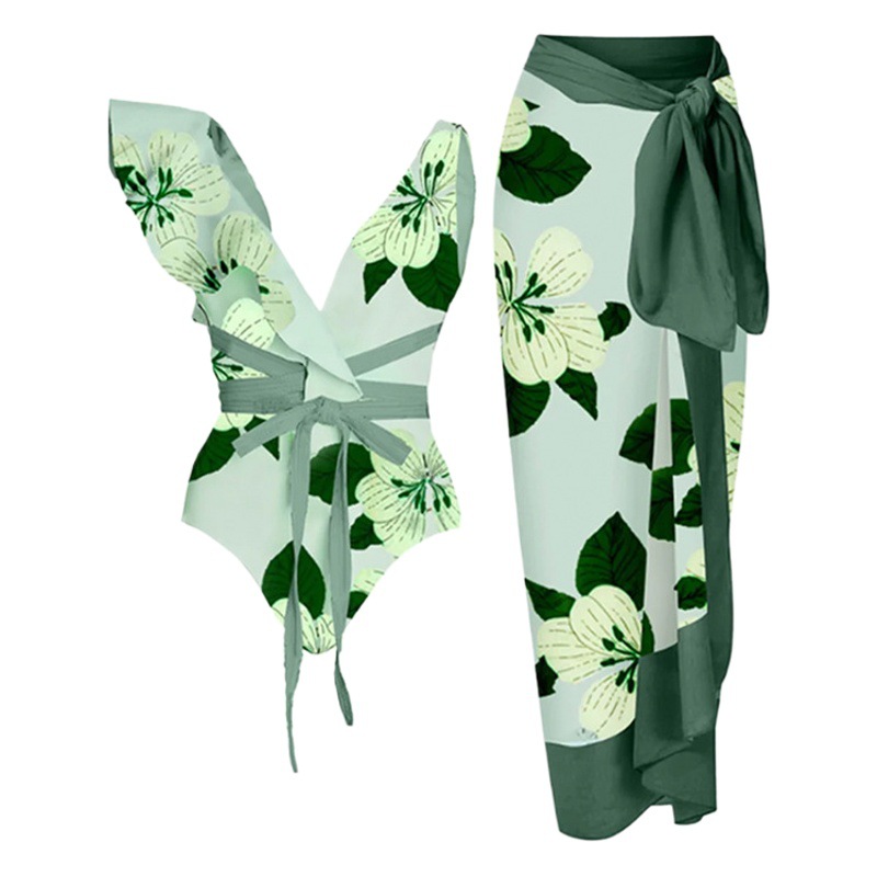 2025 European and American Conjoined Conservative Belly Covering Slim Vacation Beach Hot Spring Swimsuit French Retro Conjoined Bikini