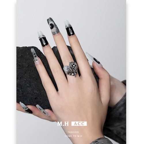 Lava Fold Heart Ring Wholesale Light Luxury Niche High-end Finger Ring Hip-Hop Bold Girl Style Versatile Index Finger Ring