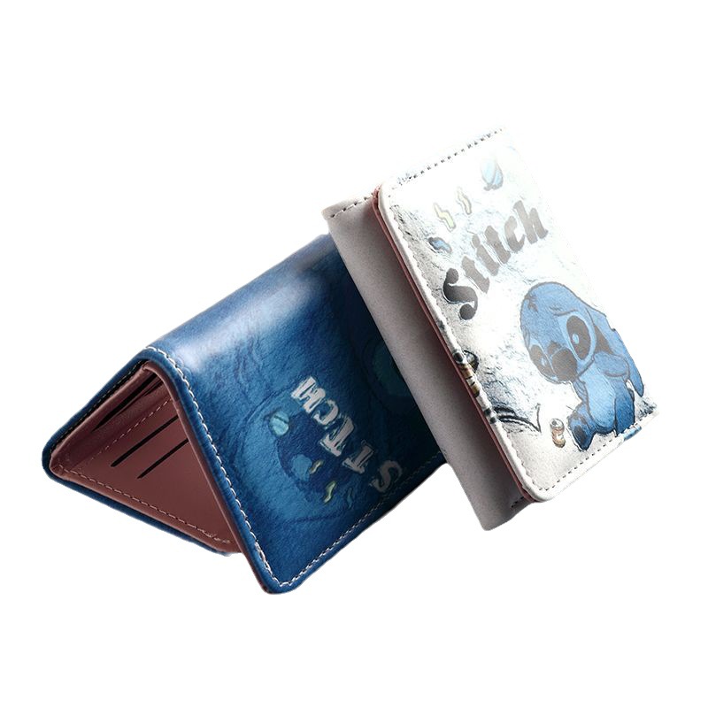 Steele corto lindo dibujos animados estudiantes damas billetera plegable bolso de tarjetas bolso de tarjetas bolso de cambio antimagnético