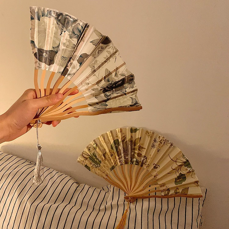 Портативная ручная Hanfu, чонсам, круглый веер, китайский стиль
