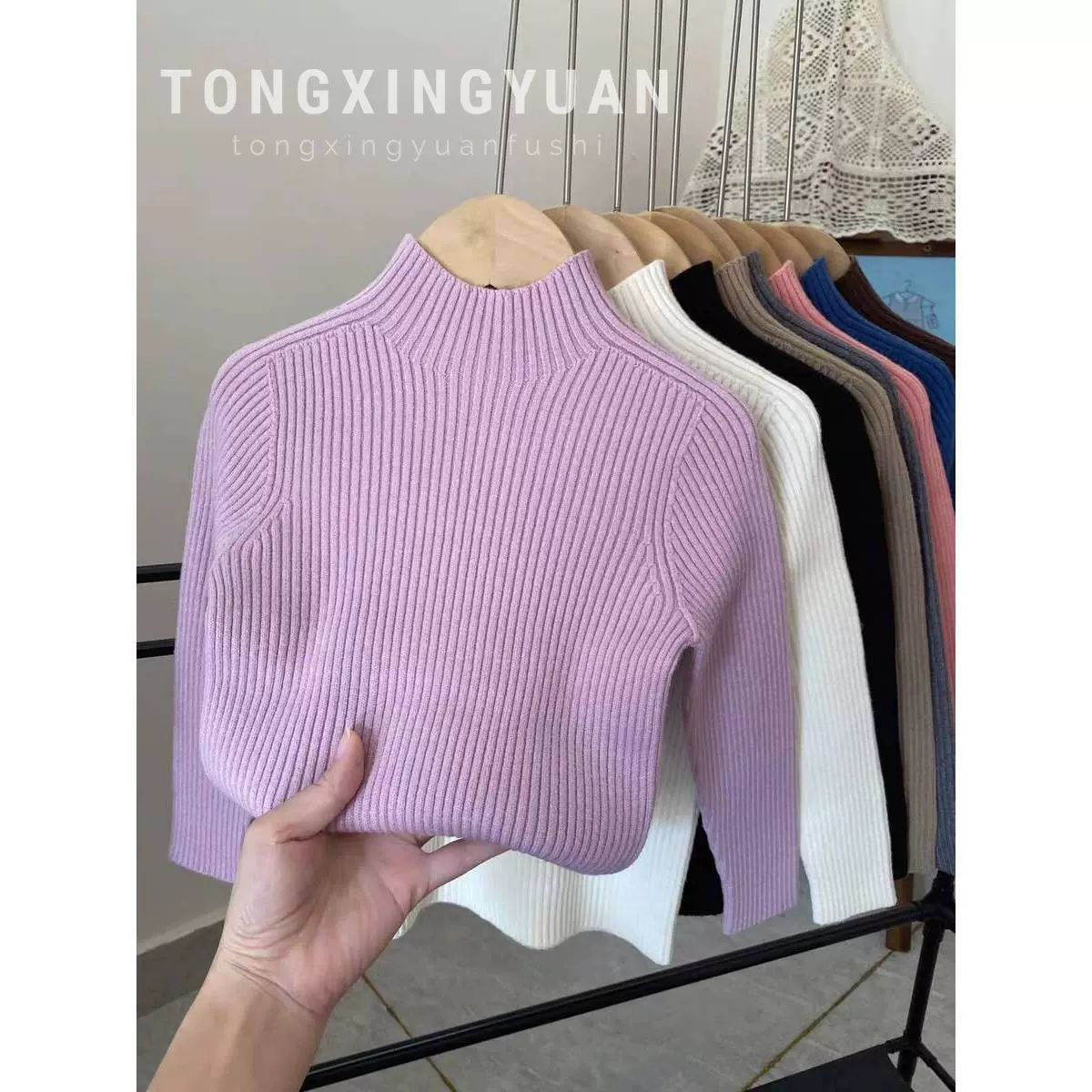 童星圆秋冬季新款儿童半高领毛衣打底衫针织衫基础款女童上衣跨境