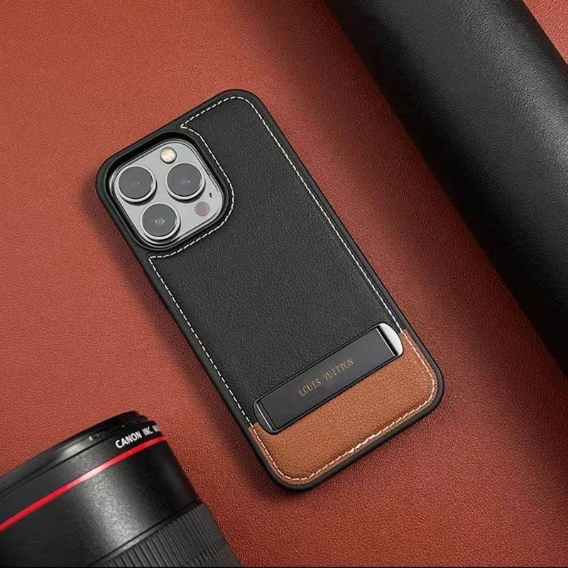 Ốp lưng da bò thật cao cấp cho iPhone 16 Pro Max, 15, 14, 13, 12 – kiểu dáng kinh doanh sang trọng — Đường màu đỏ đen và nhỏ, Đường màu xanh đen và nhỏ, Màu đen có vạch trắng nhỏ màu nâu, Đường trắng nhỏ màu đỏ và đen chi tiết 12