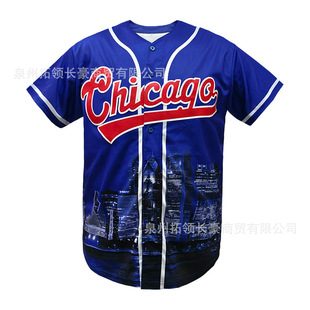 American Trendy Sports Embroidered Letters Personalized Empty Baseball Uniform Short-Sleeved Cardigan Chicago Team Jersey for Men and Women