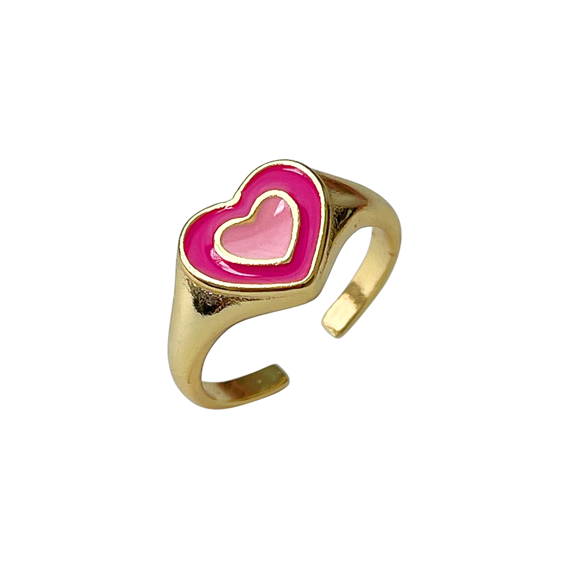 Sweet Heart Shape Copper Enamel Open Ring 1 Piece