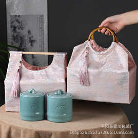 中式锦缎手提礼品盒伴娘仪式感喜糖盒茶叶罐伴手礼空礼盒中国风