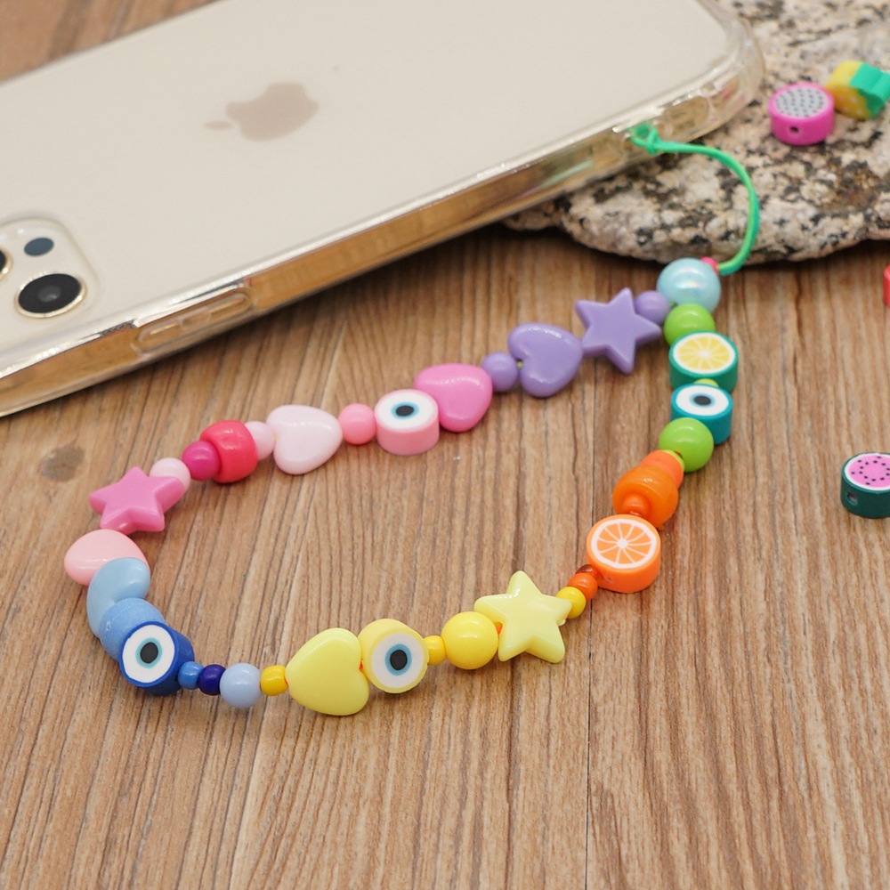 Wholesale Acrylic Heart Fruit Star Striped Mixed Color Beads Mobile Phone Lanyard Nihaojewelry display picture 9