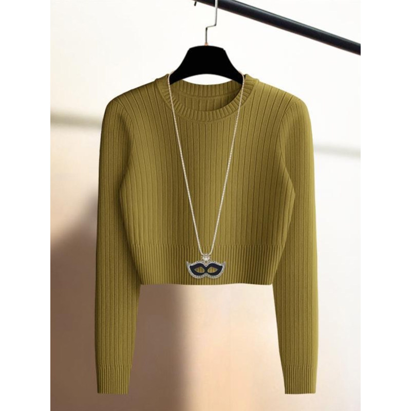 Soft and Gentle Style, Warm Sweater with Twist Pattern, Slim-Fit High-Waisted Knit Top for Women, Autumn and Winter