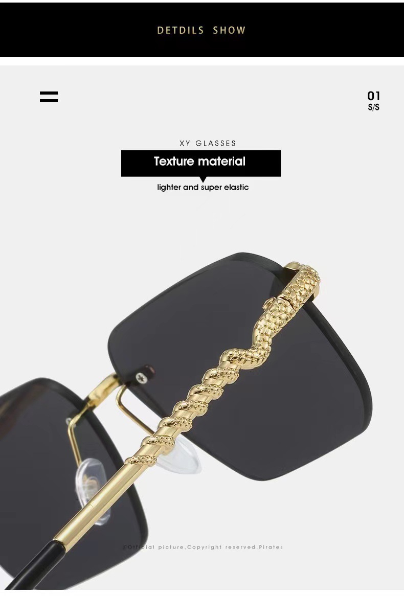 Fashion Square Snake Metal Sunglasses For Women Minimalist Style_voghion.com