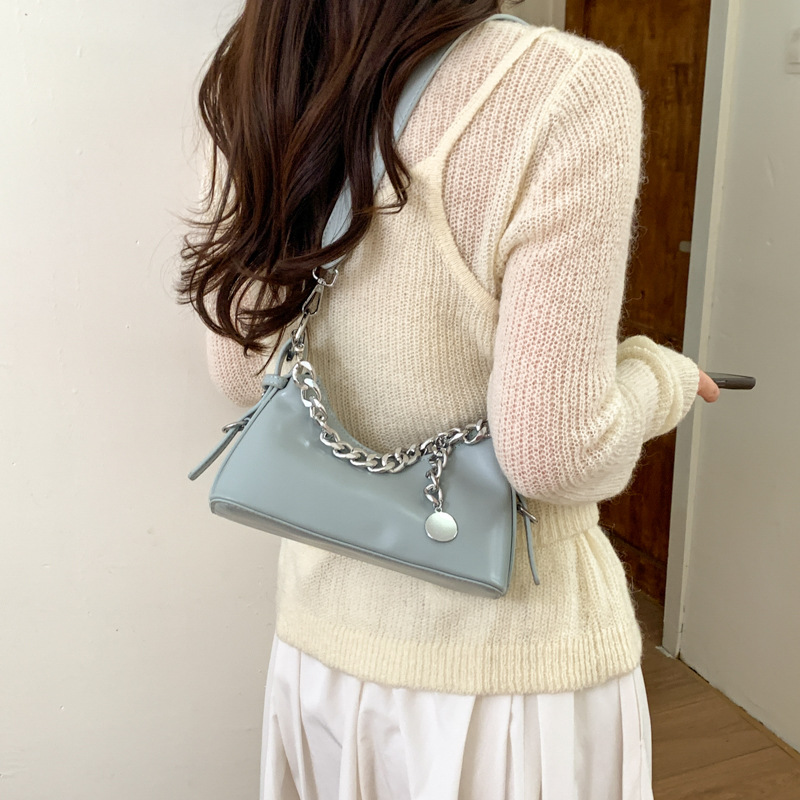 Bolsa de moda denim popular bolso bajo la axila bolso de moda diaria simple bolso de media luna de textura bolso de hombro versátil image 9