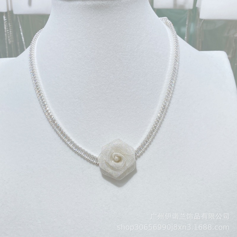 丽银/丽贝丽影蔷薇花耳环项链女仙气森系小众设计感新娘宴会饰品|undefined