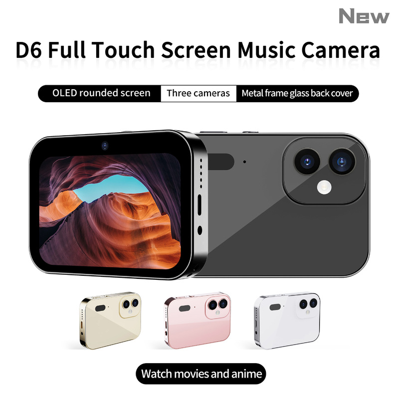 D6 High-Definition Beauty Ccd Three-Camera Camera Touch Screen Video Retro Camera Smart Movie Music Novel