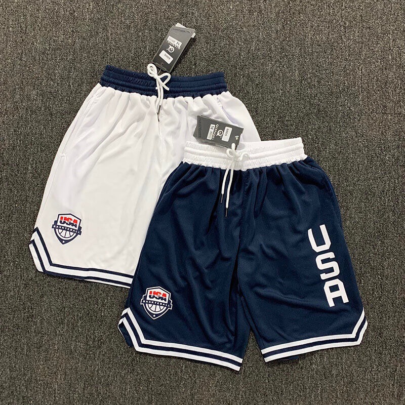 American Basketball Shorts for Men Usa Team Style Knee-Length Quick-Dry Training Sports Shorts for Women Fitness Running