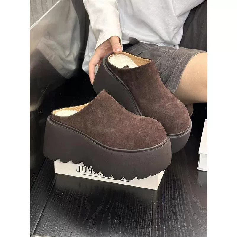 2024 носить кексы с толстой подошвы ботинки Birkenn повседневные Ninchao.com красный винтажный баотоу полторы тапочки женские осень-зима