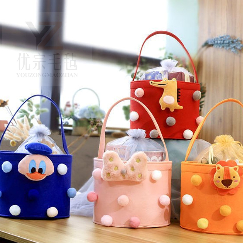 Bolsa de fieltro de dibujos animados bolsa de regalo de mano bolsa de regalo de publicidad bolsa de almacenamiento de fieltro Cubo de luna llena regalo de mano con cubo