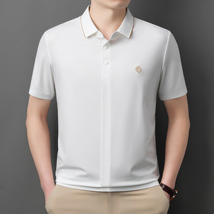 2025 New Brand Short-sleeved T-shirt Men's Polo Shirt Solid Color Lar Loose Business Casual Summer Half-sleeved T-shirt