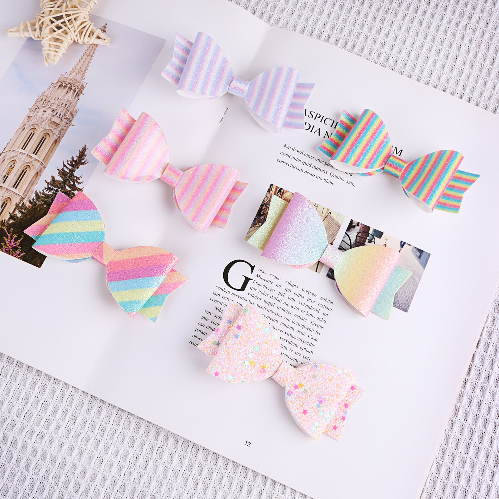 1 Piece Quantity Daily Occasion Cute Plaid Cloth Bowknot Hair Clip Hair Band 1 Piece