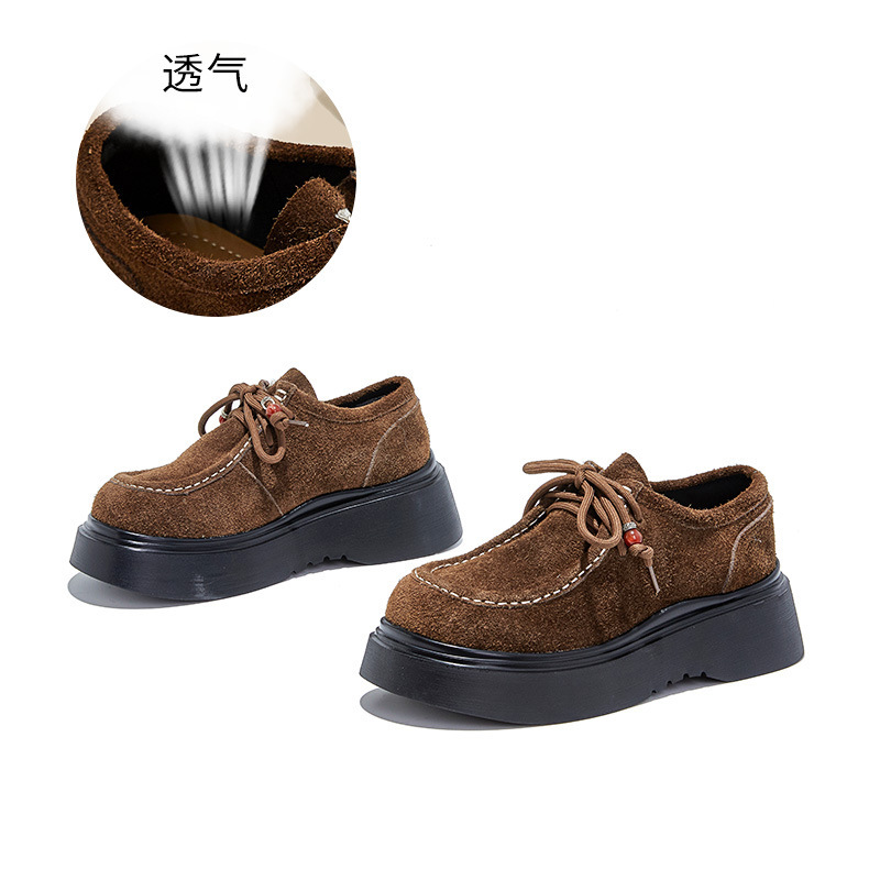 头层牛皮袋鼠鞋2025秋季新款增高单鞋时尚乐福鞋头层羊皮鞋底女鞋|undefined