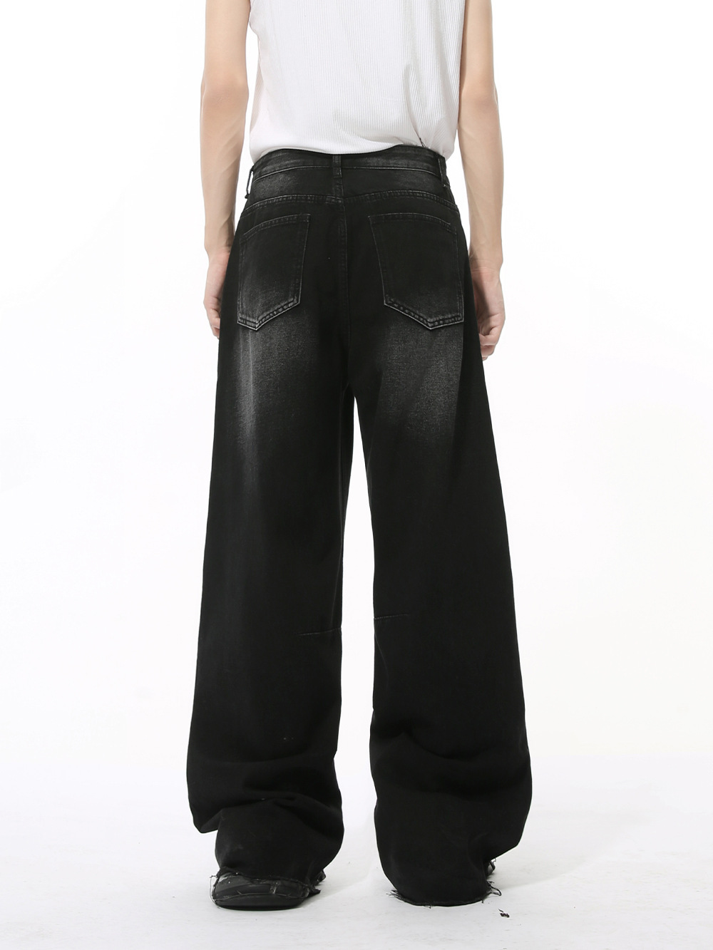 MTLCLOTHES Hombres| Otoño nuevo hip-hop de la calle alta vaqueros colgando pantalones rectos de piernas anchas sueltas