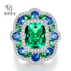 慕景珠寶2023新款S925銀秘密花園8*10仿真綠碧璽歐美風ins直播熱