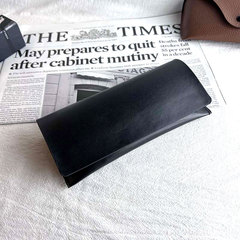 創意皮質眼鏡盒簡約時尚黑色太陽眼鏡盒易攜帶軟皮眼鏡盒可印LOGO