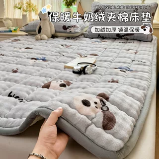 秋冬季加厚牛奶绒床褥垫卡通卧室家用榻榻米软床垫宿舍单人绒褥子