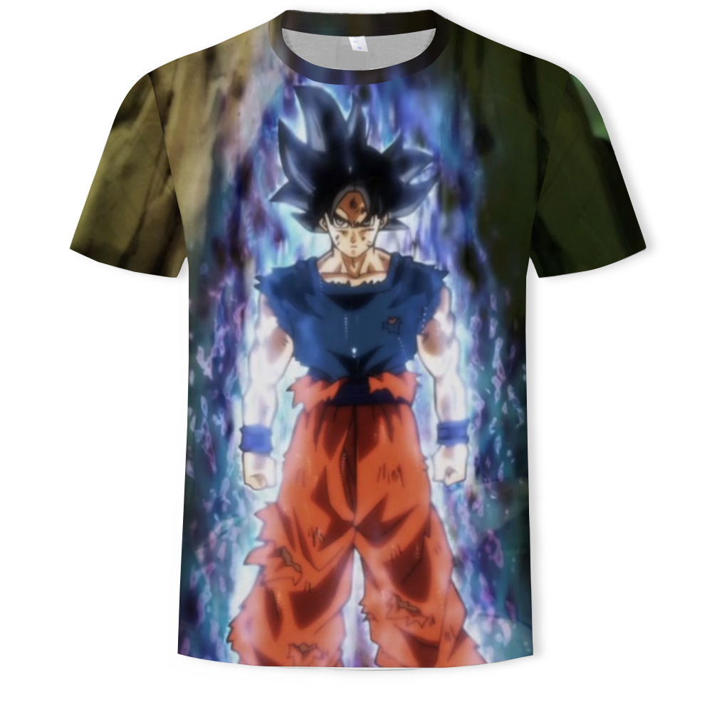 Nuevo producto AliExpress estilo explosivo tendencia super fuego anime serie Dragon Ball camiseta hombre impresión digital 3D dibujos animados europeos y americanos