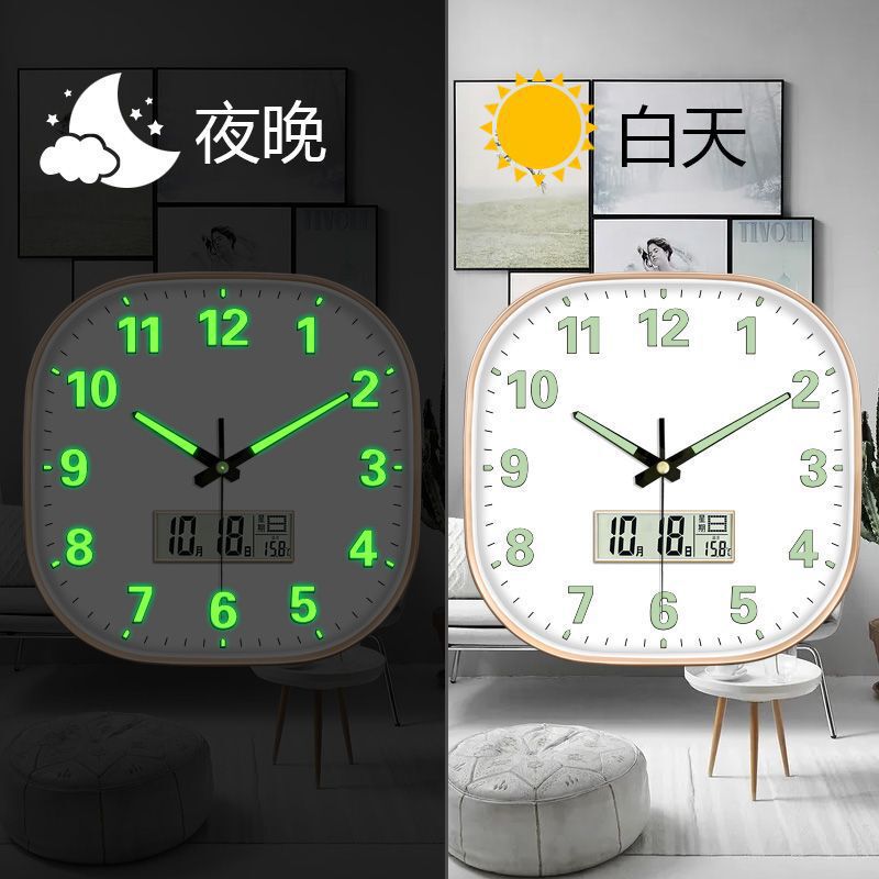 時計家庭用壁掛け夜光掛け時計寝室客間石英時計円形時計軽贅沢壁掛け時計|undefined