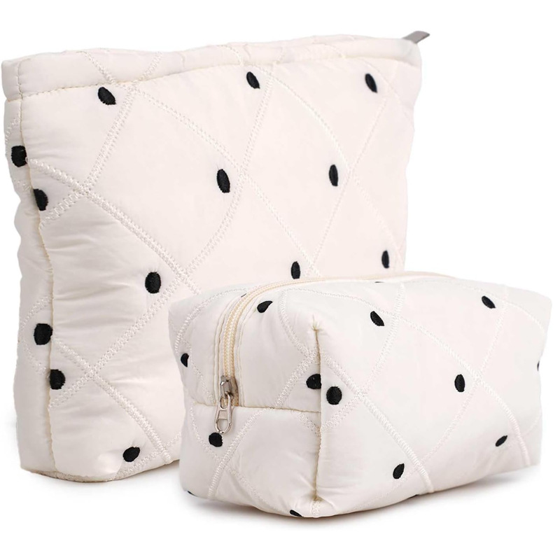 2-piece set of black dot quilted makeup bags cute makeup bag…