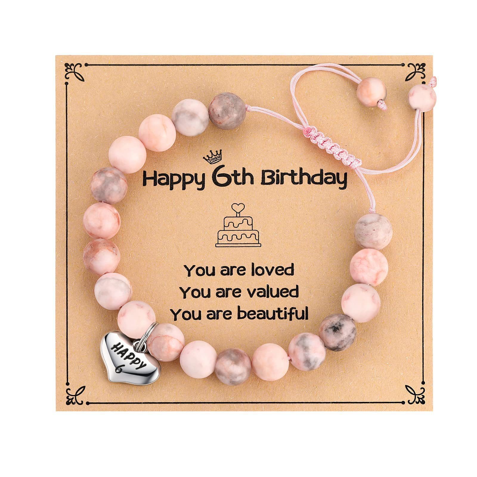 Amazon Best Selling Birthday Gift Bracelet Pink Zebra Beaded Stainless Steel Accessories Natural Stone Braided Bracelet Wholesale