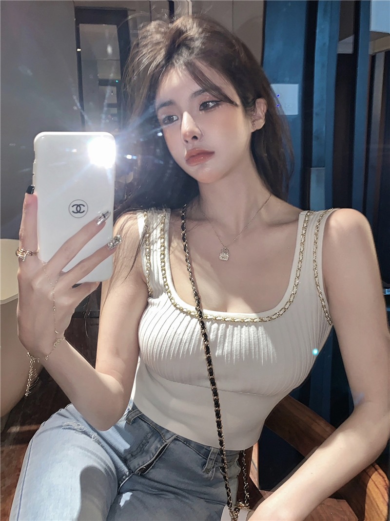 【Tmall Quality】 # Women's Summer Camisole with Chain Design, Sweet and Slimming, Stylish for Both Inner and Outer Wear.