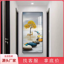 玄关装饰画现代简约入户客厅走廊壁画轻奢高端挂画麋鹿竖版墙壁画