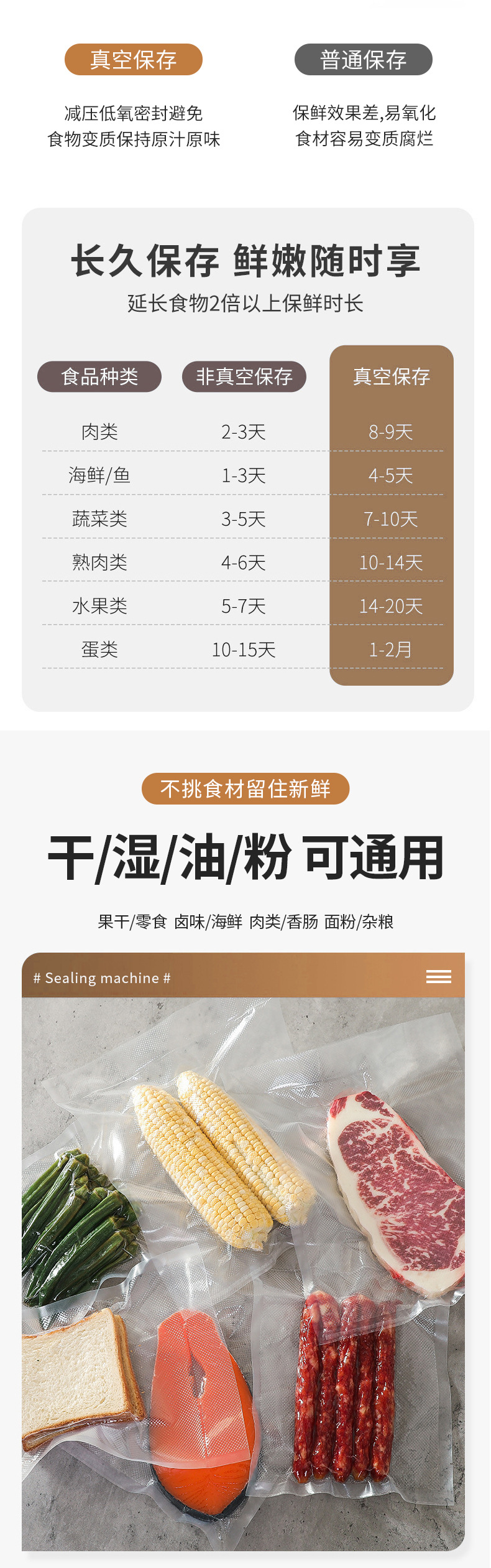 跨境真空封口机真空包装封口机家用食品保鲜塑封机干湿两用一体机