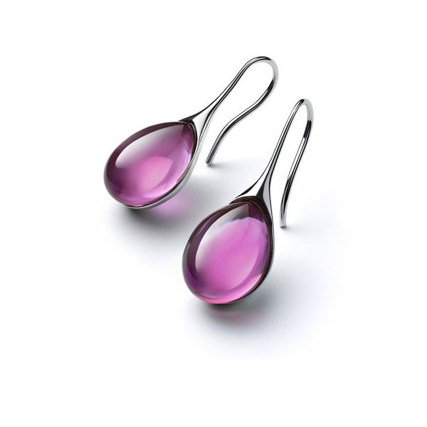 Daily Occasion Gem Material Water Droplets Pattern 1 Pair Fashion Water Droplets Inlay Gem Cat's Eye Stone Earrings