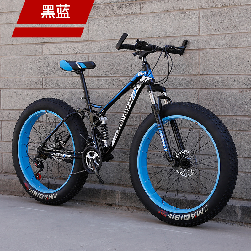 Bicicleta de montaña de doble absorción de impactos, moto de nieve de velocidad variable todoterreno, neumático grande 4.0, bicicleta, hombres y mujeres, playa, estudiantes ligeros