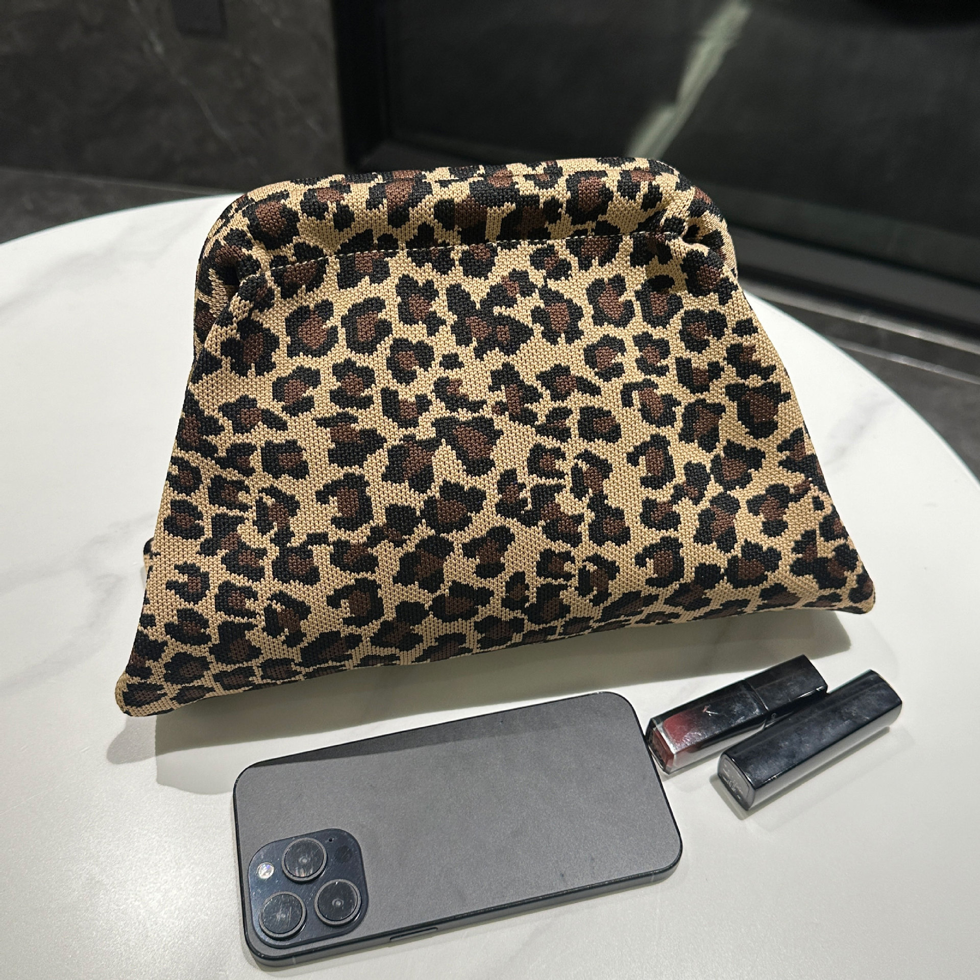 051-3 레오파드 프린트 카키 벨트 체인