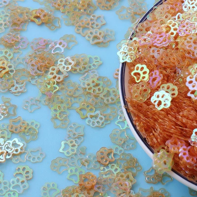 sequins bubble glue mixed decoration, Dırnaq bəzəkləri - transparent-orange-sieve