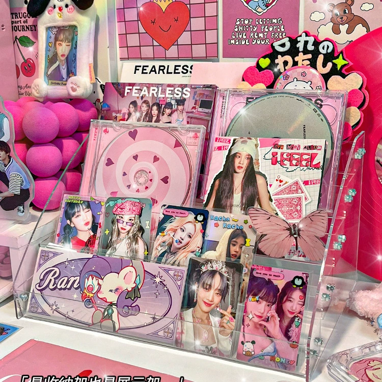 Настольная коробка для хранения небольших карт большой емкости прозрачная многослойная полка