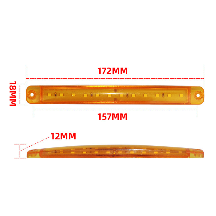 Lámpara lateral transfronteriza 12LED lámpara lateral larga - tipo de flash de 24V luz de dirección de alto brillo ultrasónica luz de advertencia de ancho