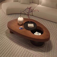 中世スタイルのコーヒーテーブル無垢材リビングルーム収納可能な小さなアパート家庭用ミニマリストデザイナー新しいわびさびスタイルのコーヒーテーブル